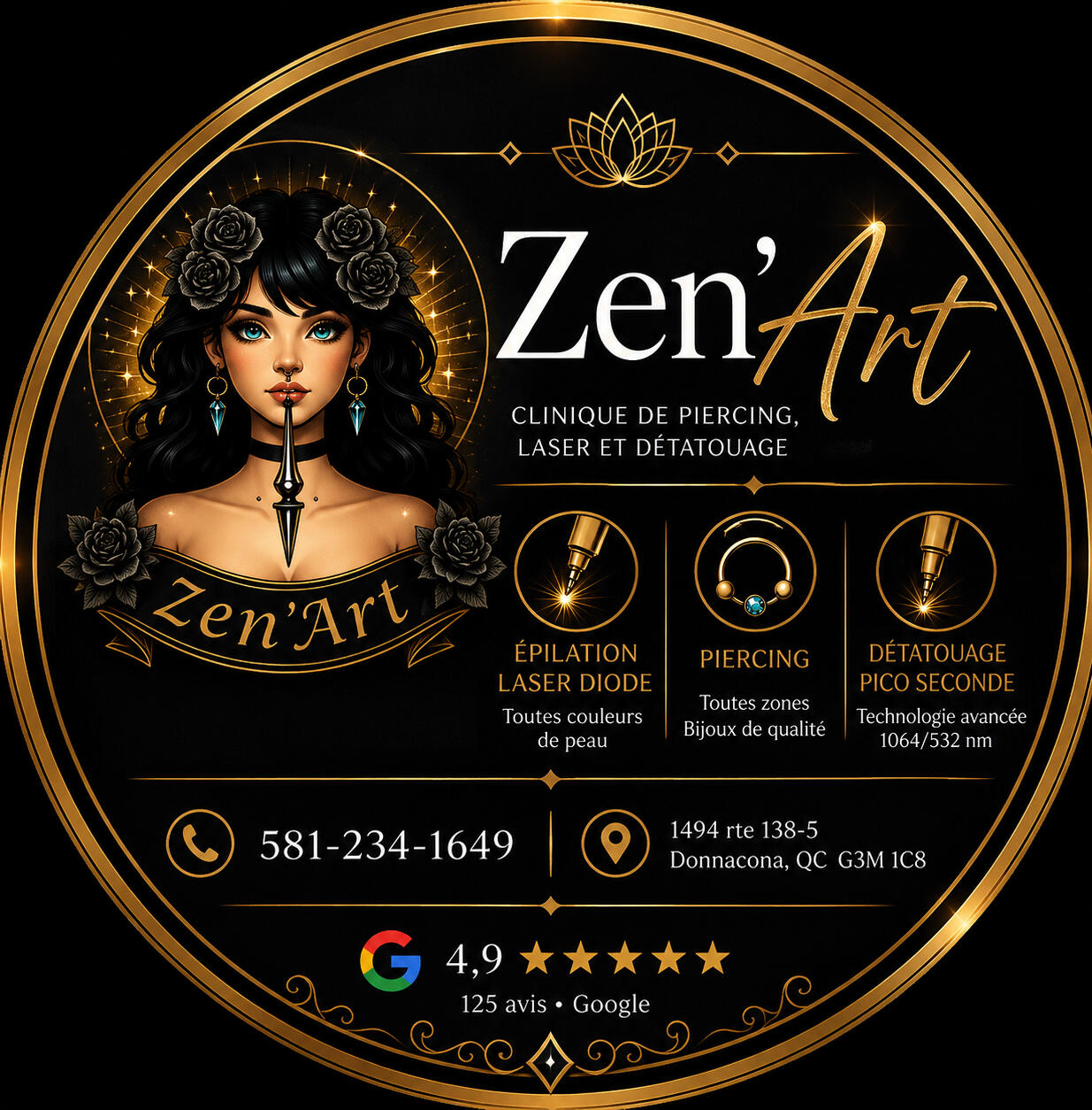 Clinique Zen'Art à Donnacona – services de laser et piercing